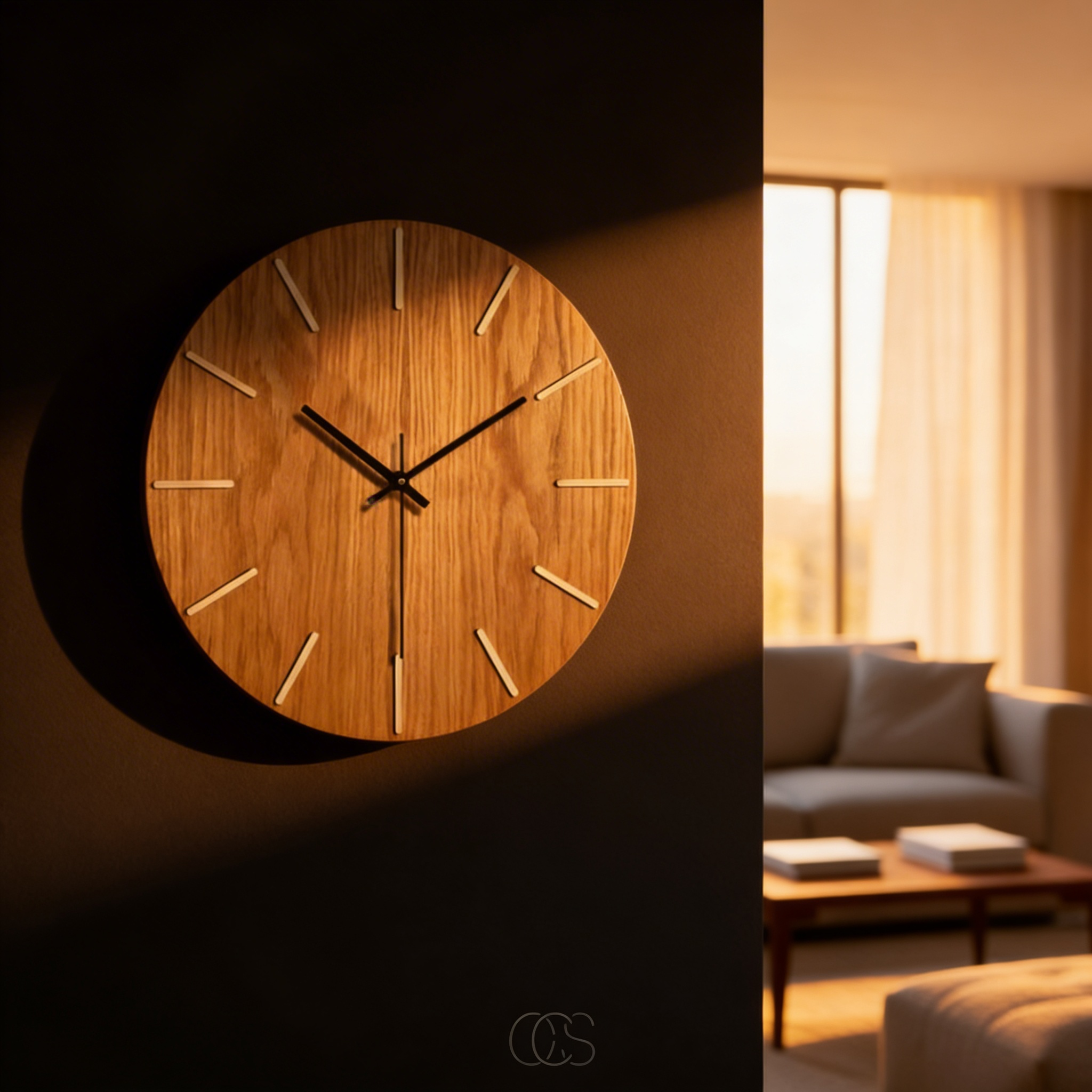 Hölzerne Minimalistische Geräuschlose Wanduhr – Massives Eichenholz