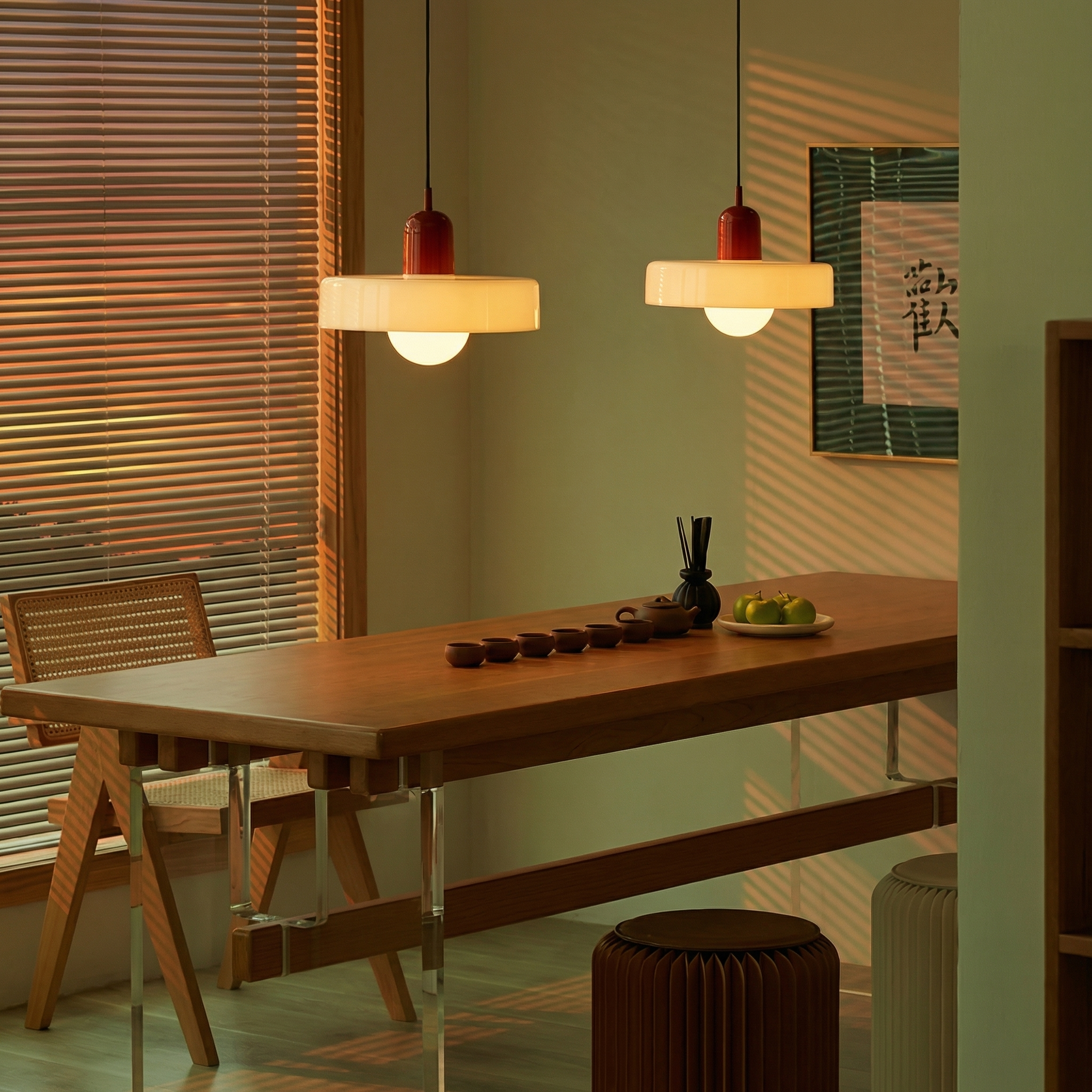 Bauhaus Farbglas Pendelleuchte – Modernes Design