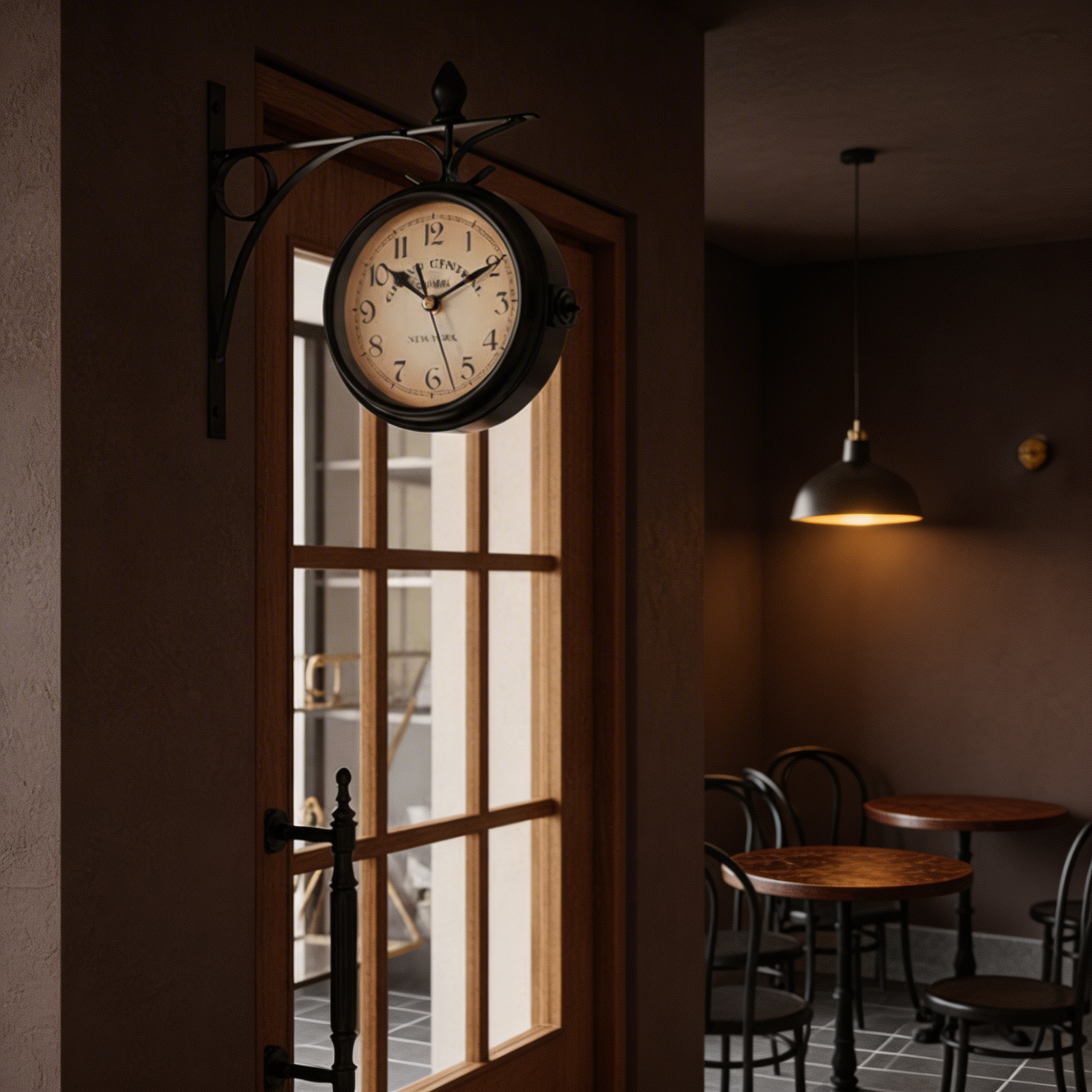 Doppelseitige Vintage Wanduhr – Klassisches Bahnhofsdesign