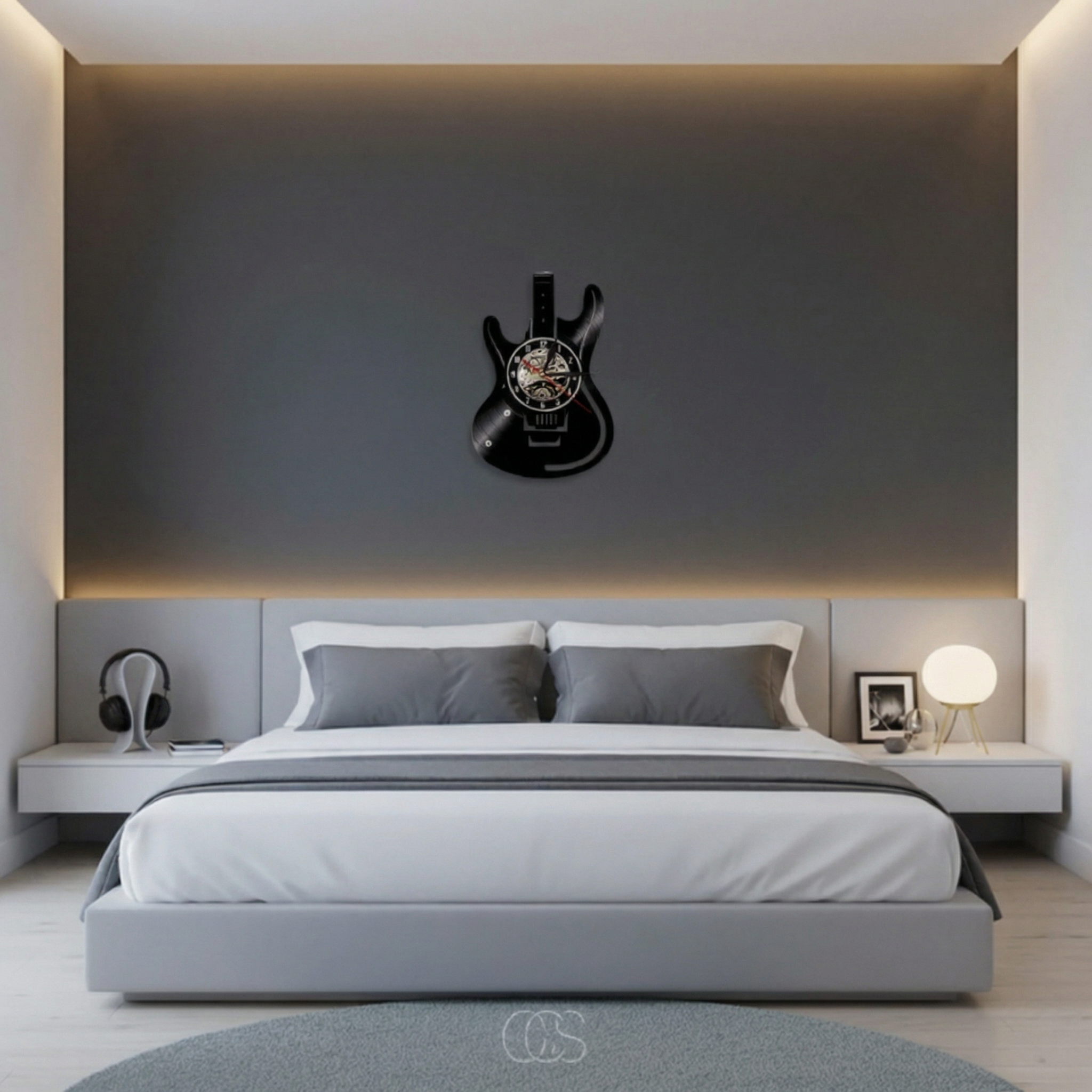 Gitarre Vinyl Wanduhr – Musikinspiriertes Design