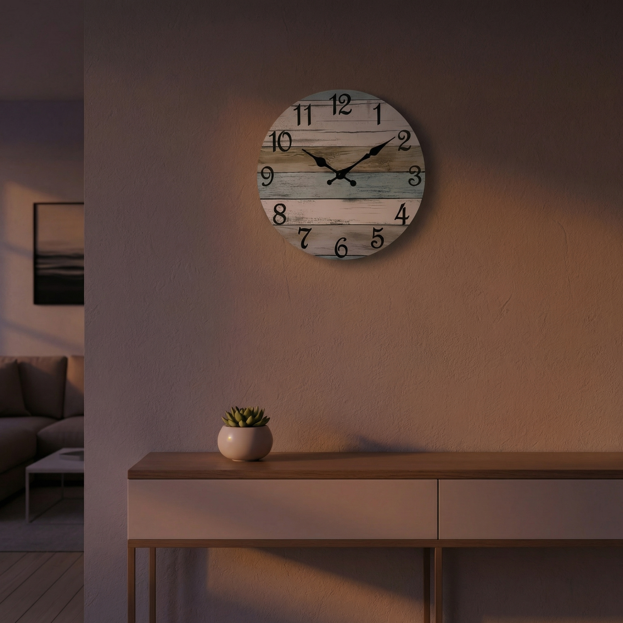 Geräuschlose Blaue Runde Wanduhr – Nautisches Design
