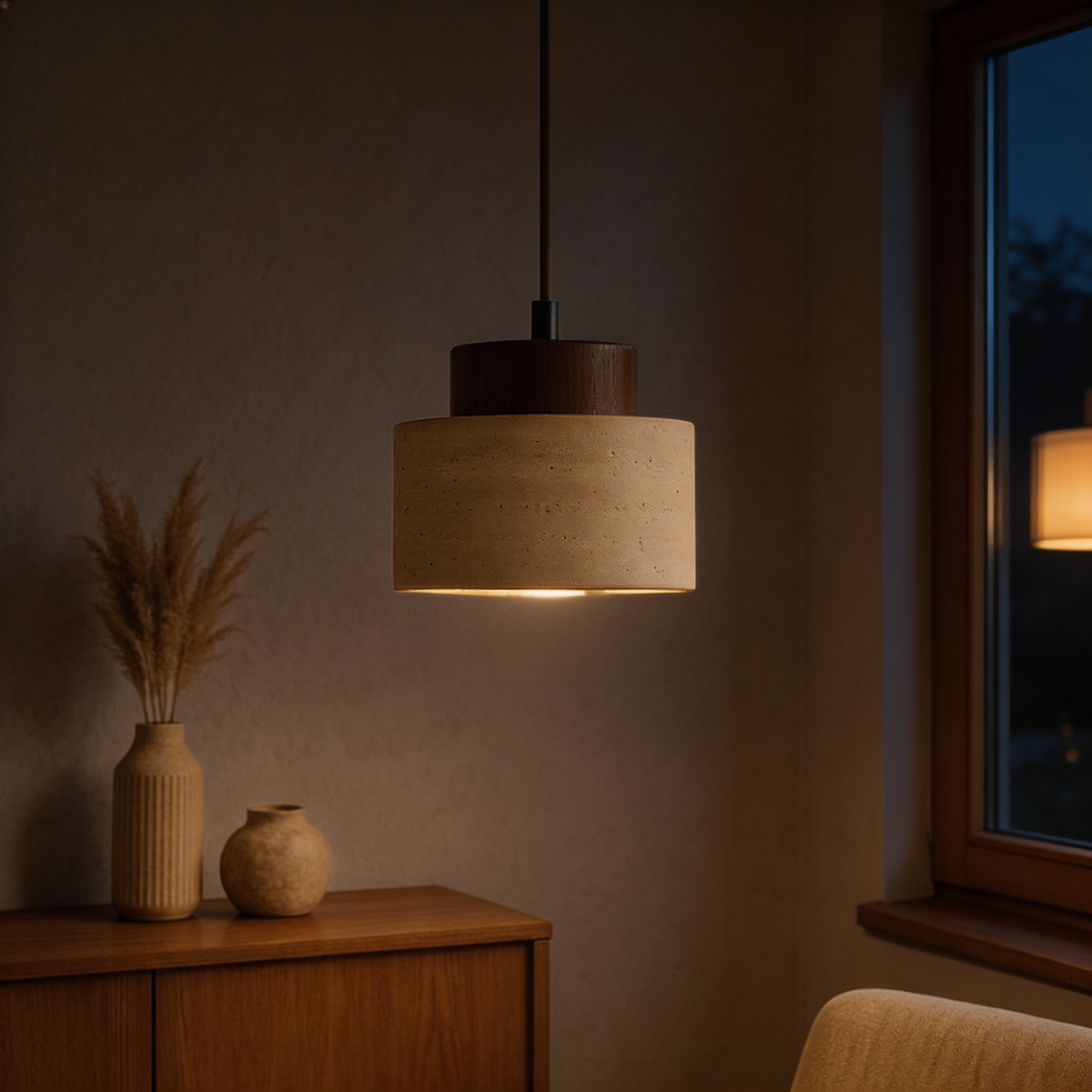 Travertin Stein Pendelleuchte – Natürliches Minimalistisches Design