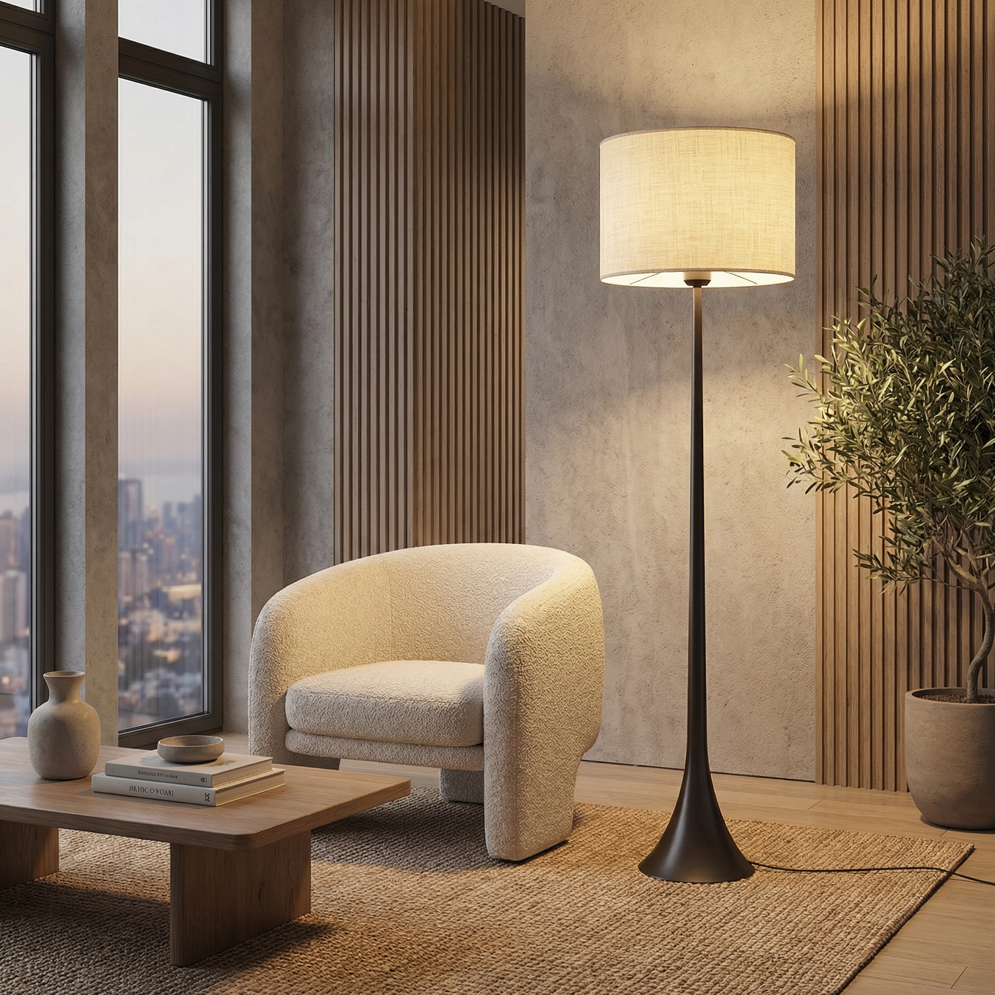 Anderos Seiden-Stehleuchte – Minimalistisches Design
