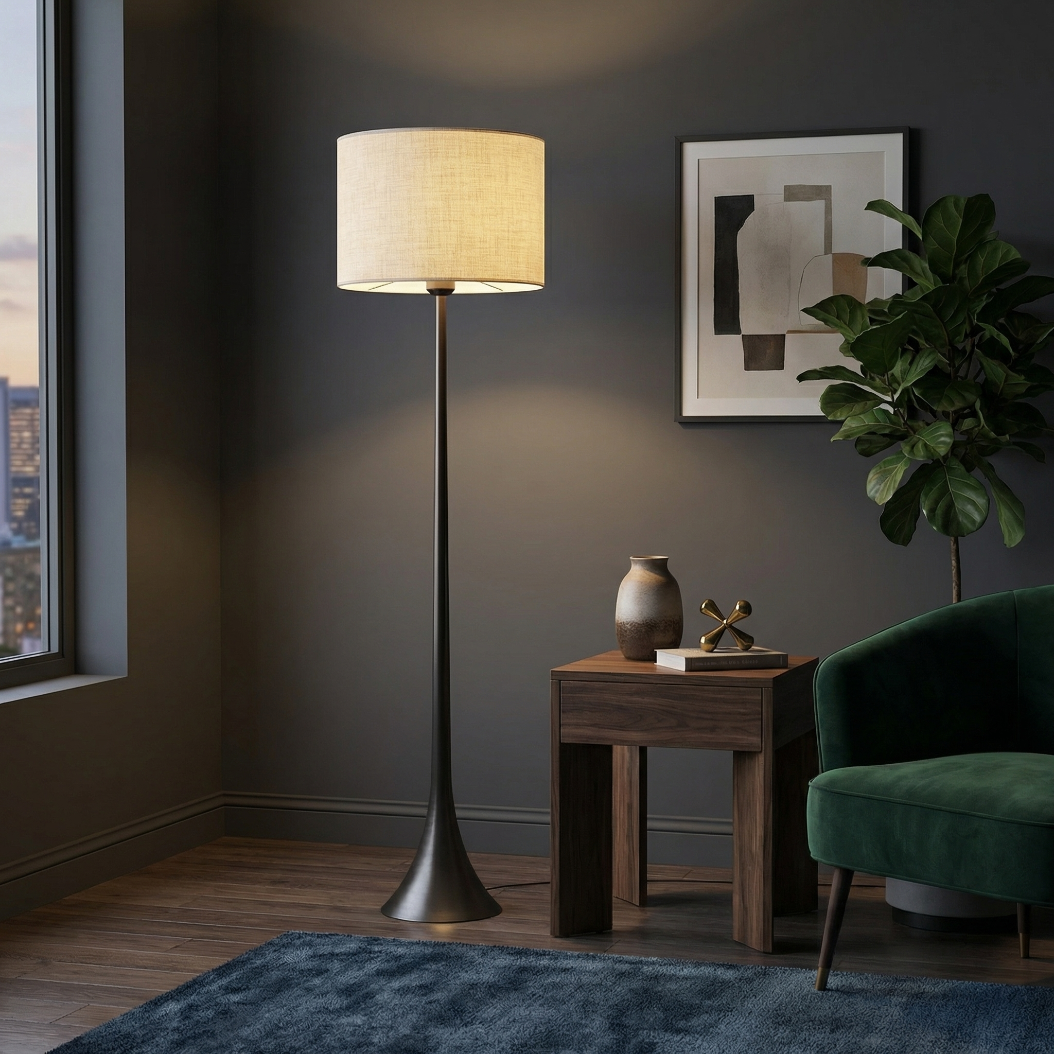 Anderos Seiden-Stehleuchte – Minimalistisches Design