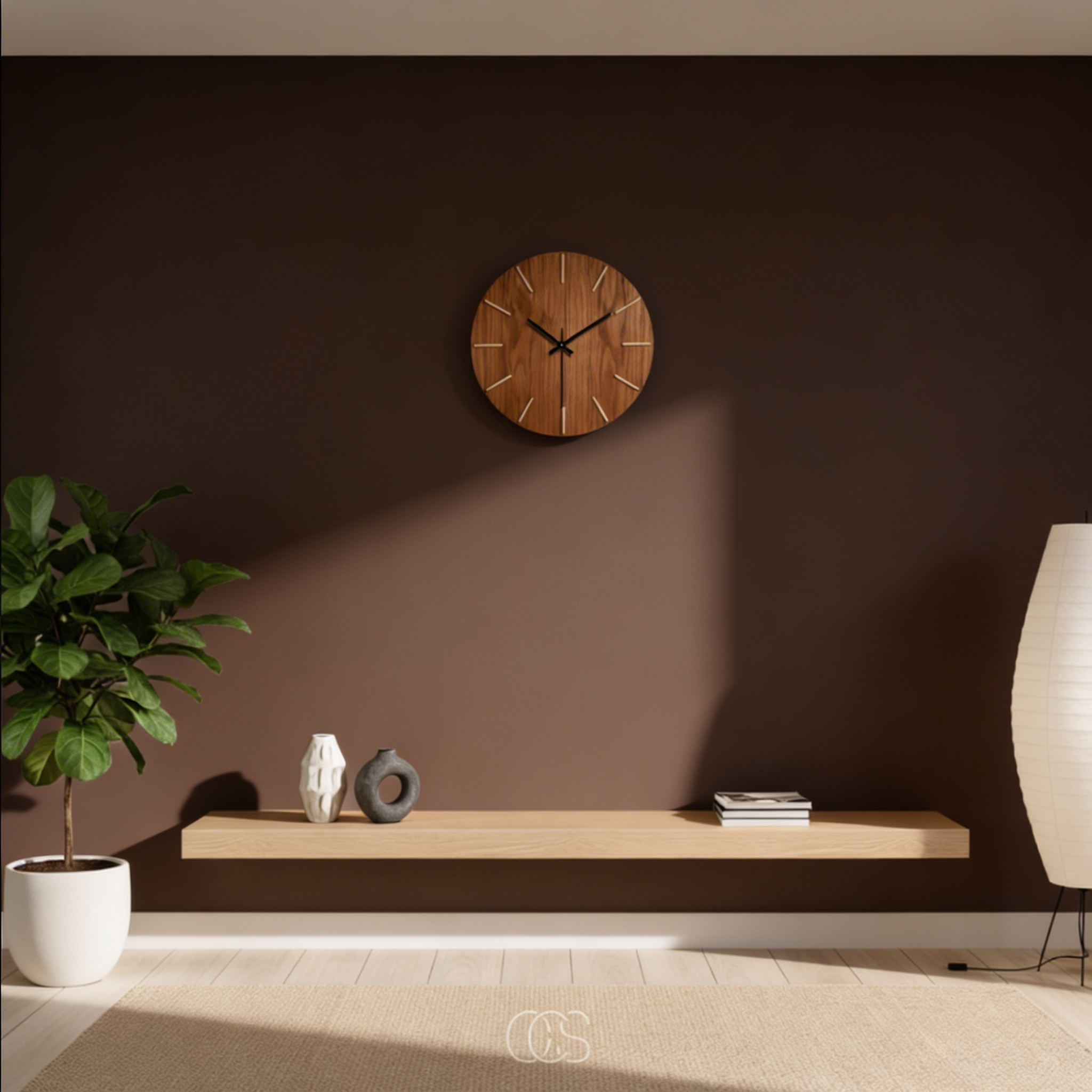 Hölzerne Minimalistische Geräuschlose Wanduhr – Massives Eichenholz