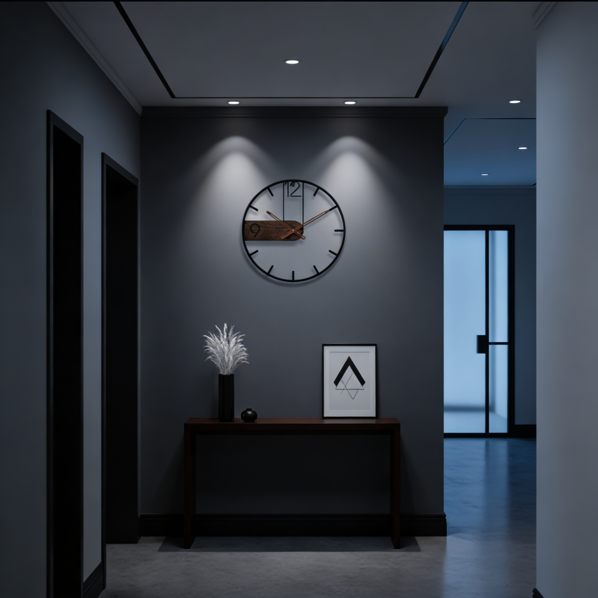 Chic Geräuschlose Wanduhr – Walnuss & Metall Design