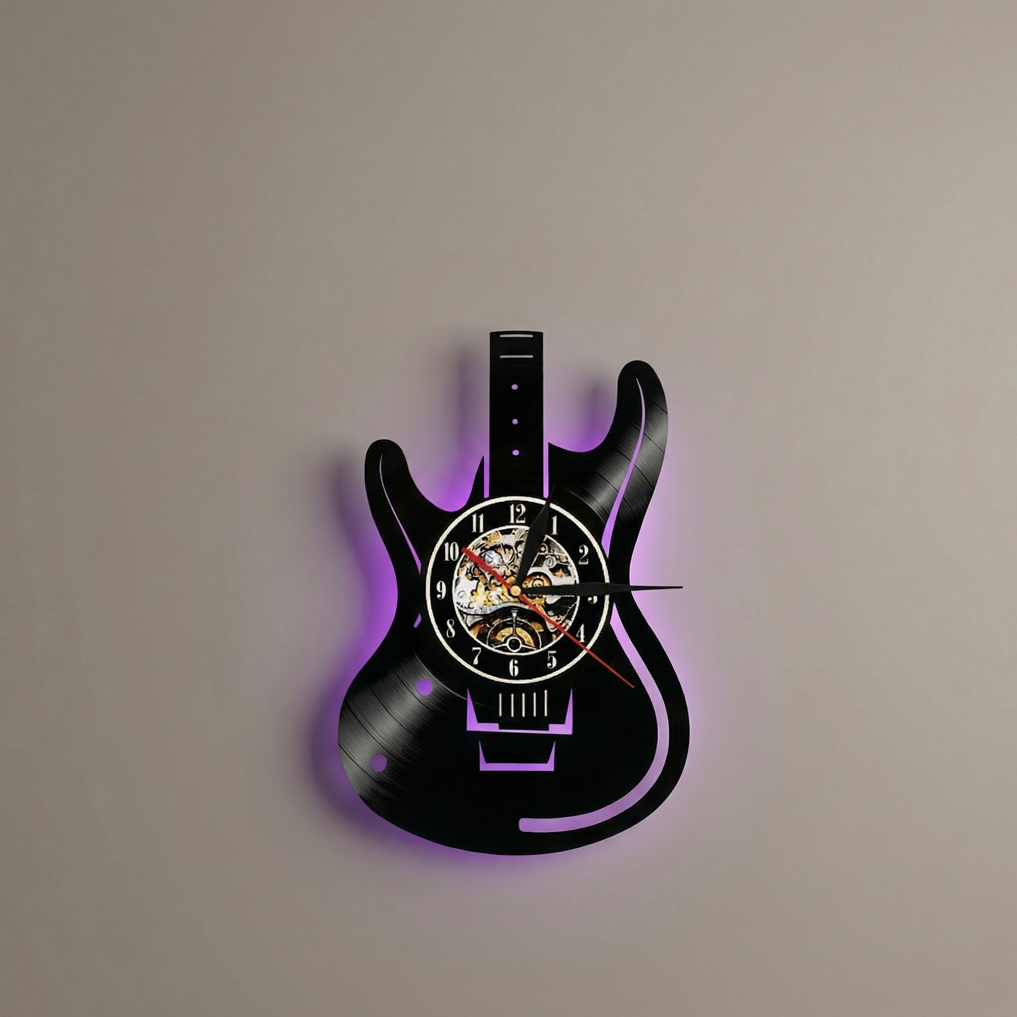Gitarre Vinyl Wanduhr – Musikinspiriertes Design